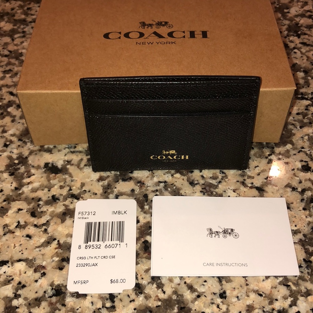 Men's Coach Crossgrain Leather Flat Card Case